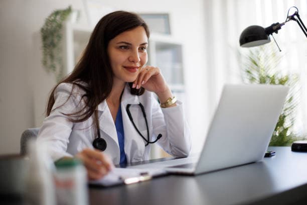 Doctor consulting patient online